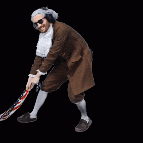 Man In Costume Pulling American Flag Saying The Week GIF