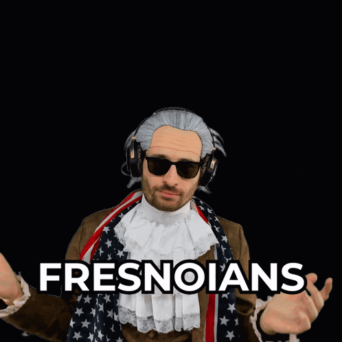 Man in Costume Saying Fresnoians