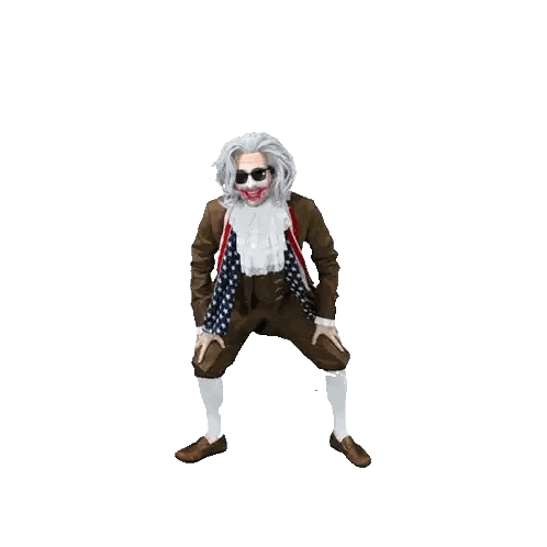 Man in Costume with American Flag Scarf