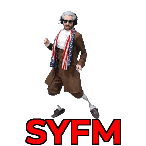 Man in Costume with SYFM Red Letters
