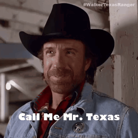Man in Cowboy Hat and Badge Says Call Me Mr Texas