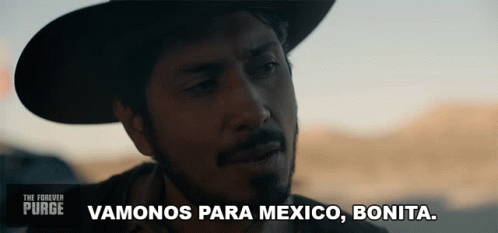 Man in Cowboy Hat Says Vamonos Para Mexico