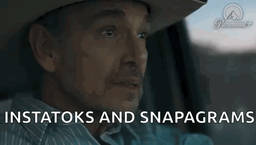 Man In Cowboy Hat Sitting In Car With Instatoks Snapagrams GIF