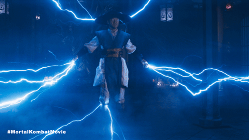 Man in Cowboy Hat Surrounded by Lightning