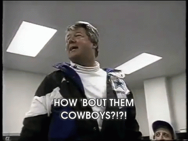 Man In Cowboys Jacket Saying How Bout Them Cowboys GIF