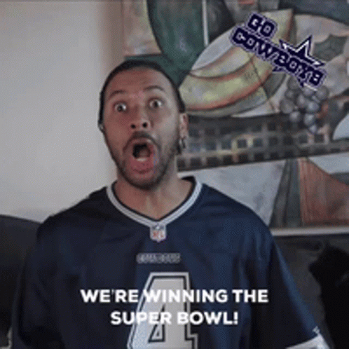 Man In Cowboys Jersey Saying We're Winning The Super Bowl GIF