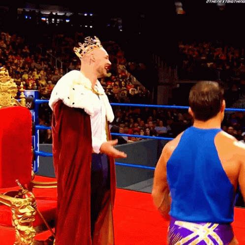 Man In Crown And Blue Tank Top Wrestling Ring GIF