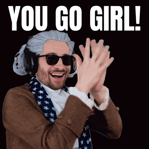 Man in Dalmatian Wig and Sunglasses Applauding