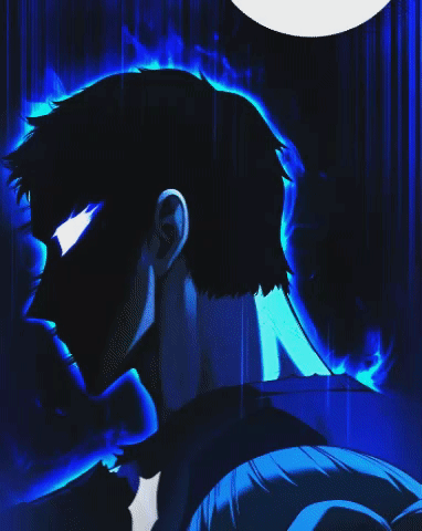 Man In Dark Room With Blue Light Behind Head GIF