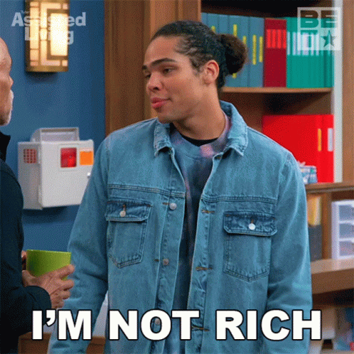 Man in Denim Jacket Saying I'm Not Rich
