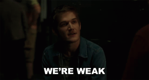 Man in Denim Jacket Saying We're Weak