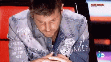 Man in Denim Jacket With Rock