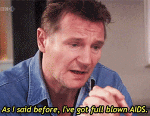 Man In Denim Shirt Saying As I Said Before I've Got Full Blown Aids GIF
