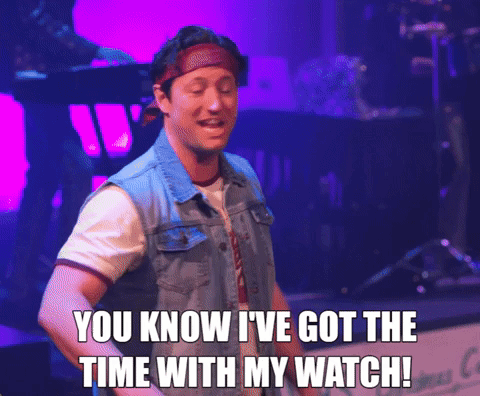 Man In Denim Vest And Headband Saying I Have The Time GIF
