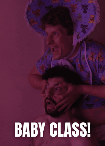 Man In Diaper Holding Face Baby Class GIF