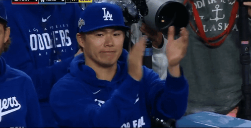 Man In Dodgers Hat And Hoodie GIF
