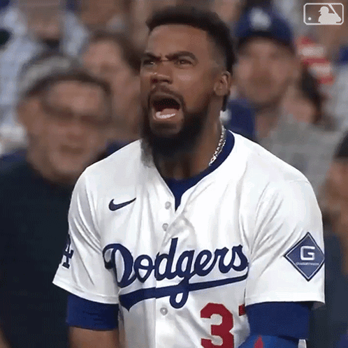 Man in Dodgers Jersey Screaming