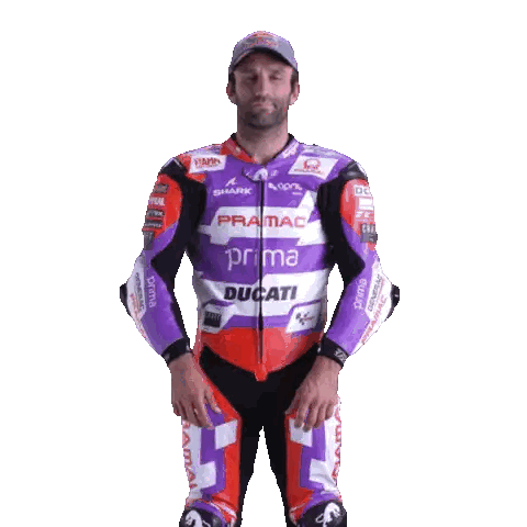 Man in Ducati Racing Suit Giving Thumbs Down