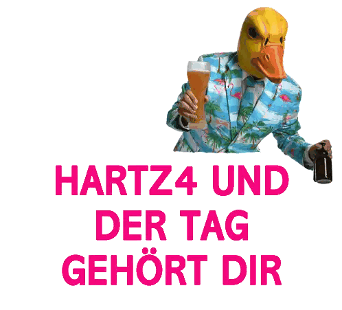 Man in Duck Mask Holding Beer