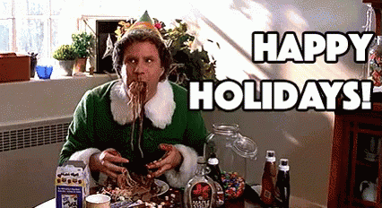 Man In Elf Costume Eating Spaghetti And Milk GIF