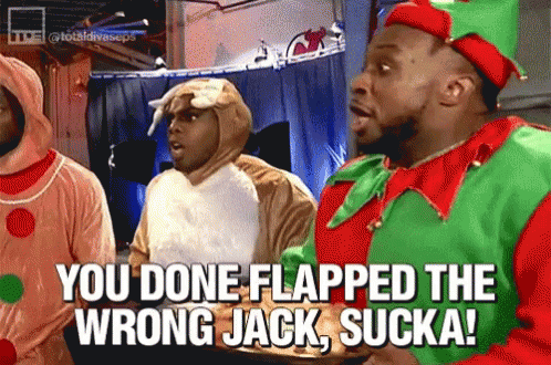 Man In Elf Costume Saying You Flapped The Wrong Jack GIF