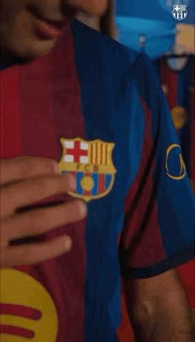 Man in FCB Jersey Hand to Chest