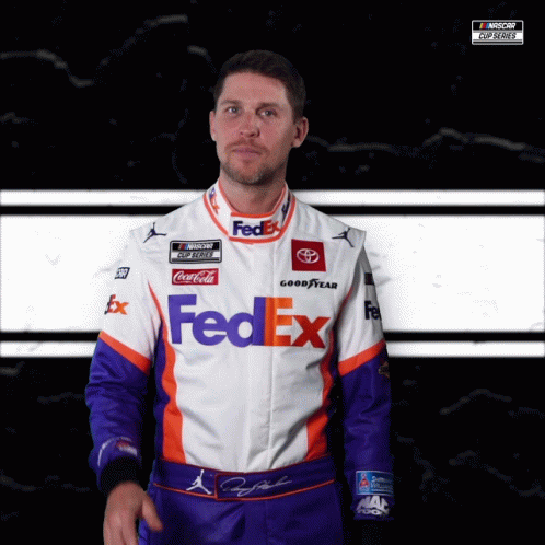 Man in FedEx Uniform Black White Background