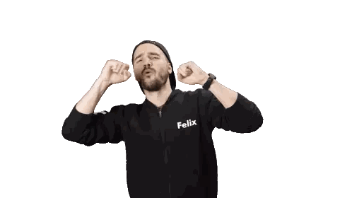 Man in Felix Sweatshirt Raising Fist