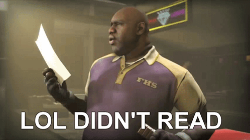 Man In FHS Shirt Holding Paper Saying LOL Didn't Read GIF