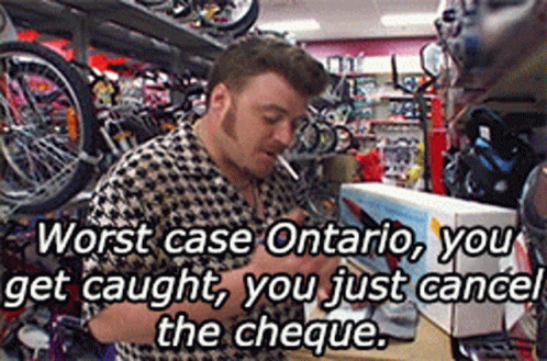 Man In Front Of Bicycle Rack With Worst Case Ontario GIF