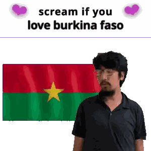 Man in Front of Burkina Faso Flag