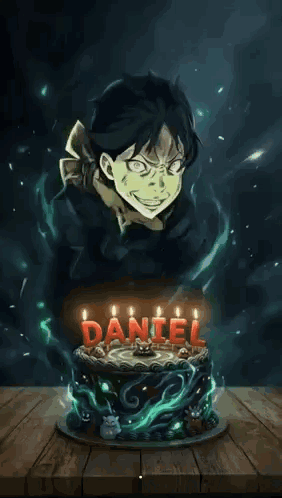 Man In Front Of Cake Saying Daniel GIF