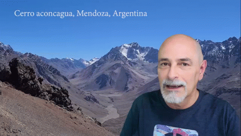 Man In Front Of Cerro Aconcagua Mendoza Argentina GIF