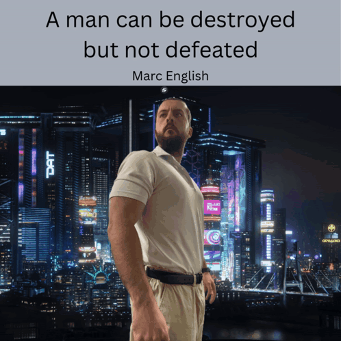 Man in Front of City with Quote from Marc English