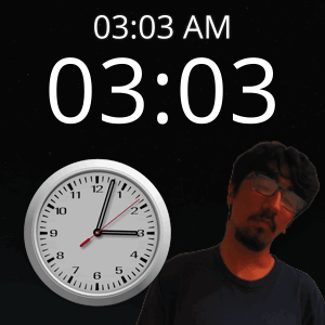 Man in Front of Clock 3:03