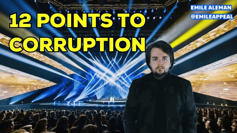 Man in Front of Crowd 12 Points to Corruption