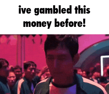Man in Front of Crowd Says I've Gambled This Money Before