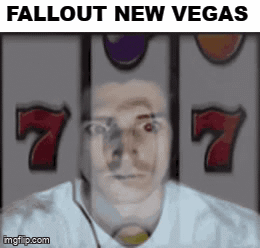 Man in Front of Fallout New Vegas Slot Machine