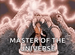 Man in Front of Monster Saying Master of the Universe