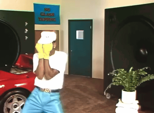 Man In Front Of No Glass Tapping Sign GIF