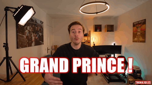 Man In Front Of Sign Saying Grand Prince! GIF