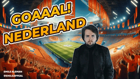 Man in Front of Stadium Saying Goaaal Nederland