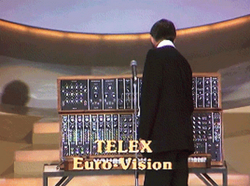 Man in Front of Telex Euro Vision Machine