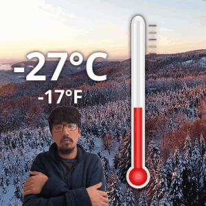 Man In Front Of Thermometer -27 Degrees GIF