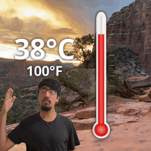 Man in Front of Thermometer 38 Degrees C