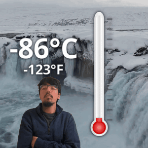 Man In Front Of Thermometer -48C 54F GIF