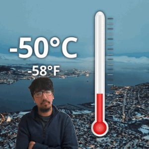 Man In Front Of Thermometer -50 Degrees GIF
