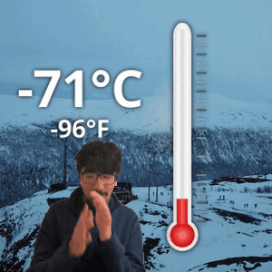 Man In Front Of Thermometer -53°C 63°F GIF