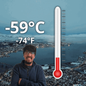 Man In Front Of Thermometer -61 Degrees GIF