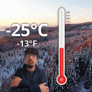 Man In Front Of Thermometer -76 Fahrenheit GIF